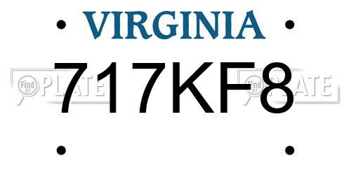 717KF8 Virginia License Plate