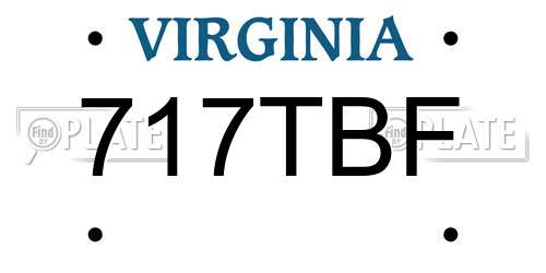 717TBF Virginia License Plate