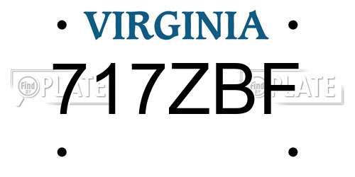 717ZBF Virginia License Plate