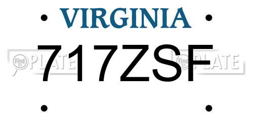 717ZSF Virginia License Plate