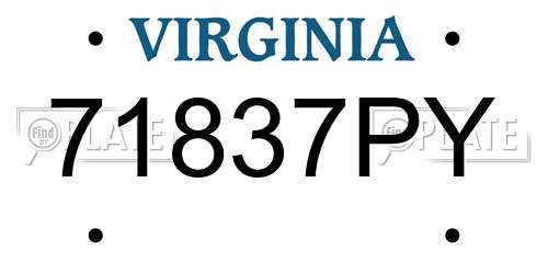 71837PY Virginia License Plate