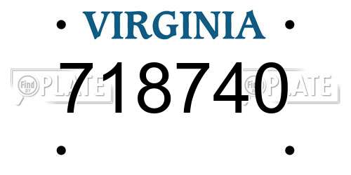 718740 Virginia License Plate