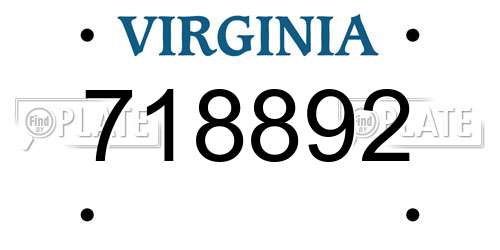 718892 Virginia License Plate