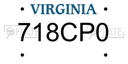 718CP0 Virginia License Plate