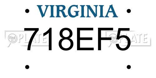 718EF5 Virginia License Plate