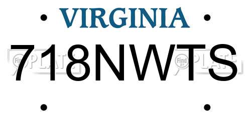 718NWTS Virginia License Plate