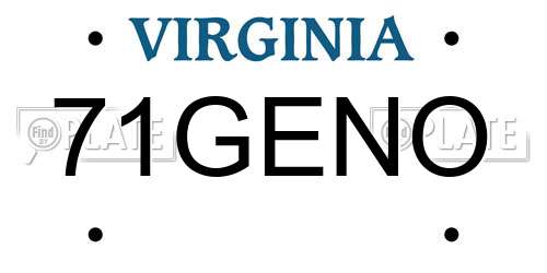 71GENO Virginia License Plate