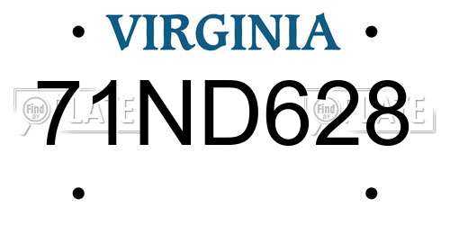 71ND628 Virginia License Plate