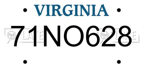71NO628 Virginia License Plate