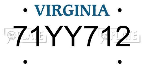 71YY712 Virginia License Plate