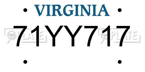 71YY717 Virginia License Plate