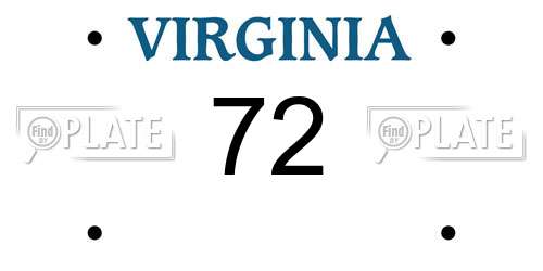 72 Virginia License Plate