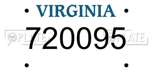 720095 Virginia License Plate