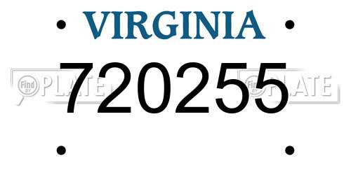 720255 Virginia License Plate