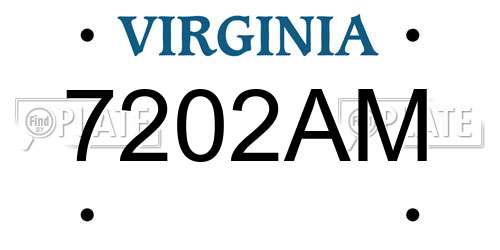 7202AM Virginia License Plate