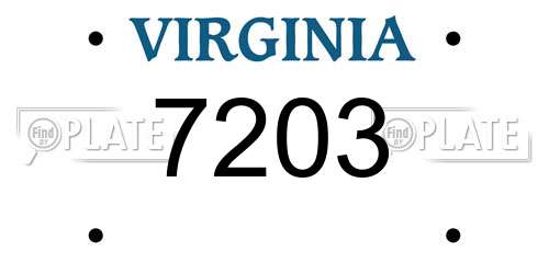 7203 Virginia License Plate