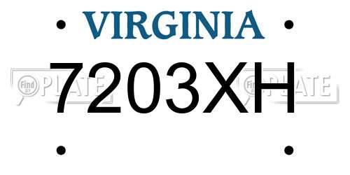 7203XH Virginia License Plate