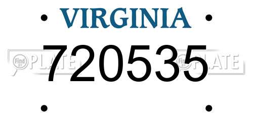 720535 Virginia License Plate