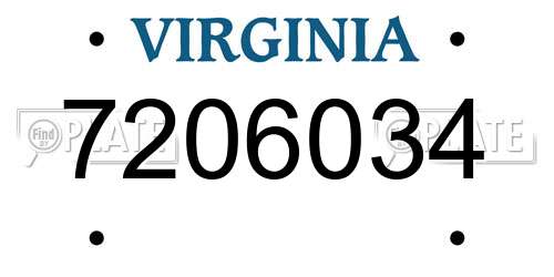 7206034 Virginia License Plate