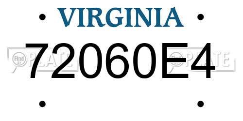 72060E4 Virginia License Plate