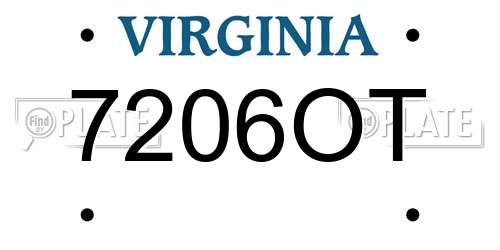 7206OT Virginia License Plate
