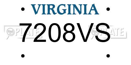7208VS Virginia License Plate