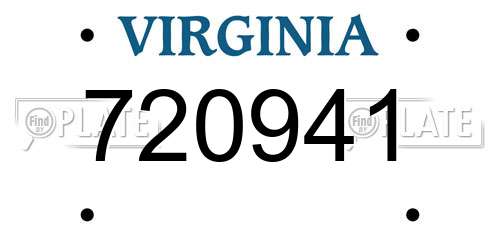 720941 Virginia License Plate