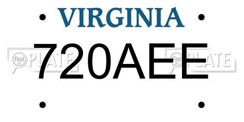720AEE Virginia License Plate