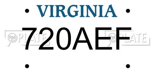 720AEF Virginia License Plate