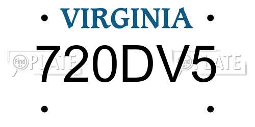 720DV5 Virginia License Plate