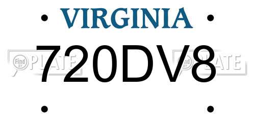 720DV8 Virginia License Plate