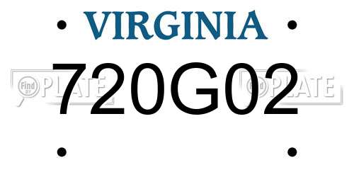 720G02 Virginia License Plate