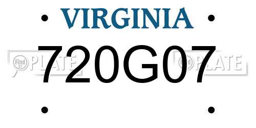 720G07 Virginia License Plate