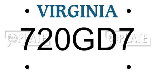 720GD7 Virginia License Plate