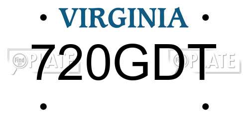 720GDT Virginia License Plate