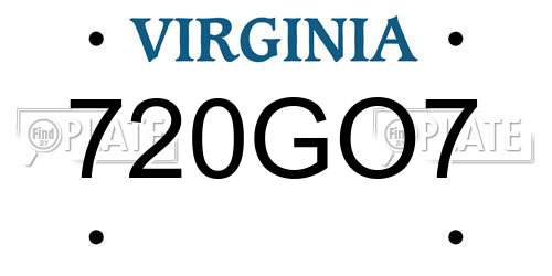720GO7 Virginia License Plate