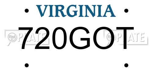 720GOT Virginia License Plate