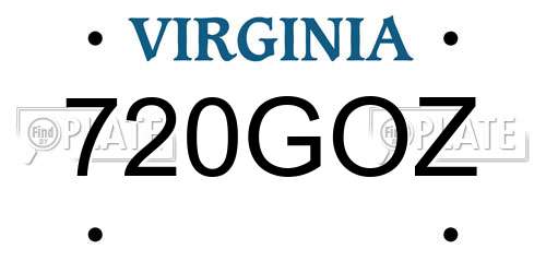 720GOZ Virginia License Plate