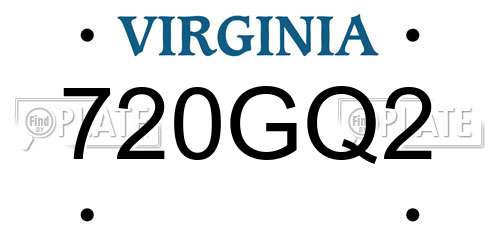 720GQ2 Virginia License Plate
