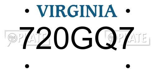 720GQ7 Virginia License Plate