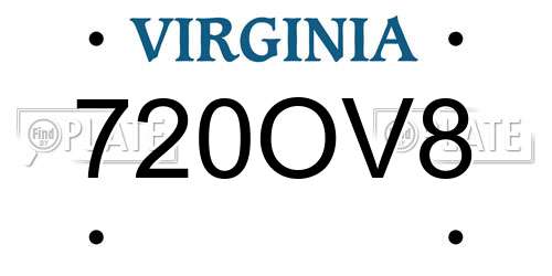 720OV8 Virginia License Plate