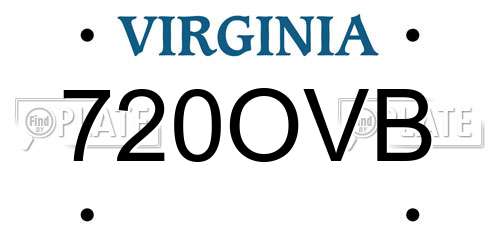 720OVB Virginia License Plate