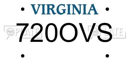 720OVS Virginia License Plate