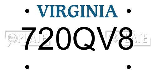 720QV8 Virginia License Plate