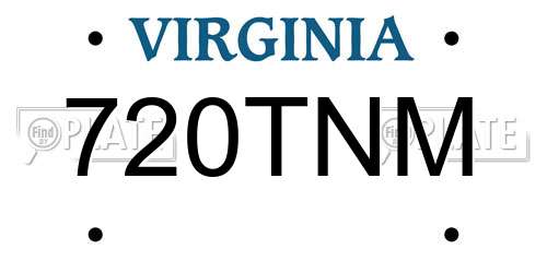 720TNM Virginia License Plate