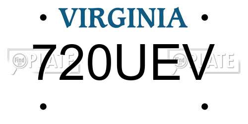 720UEV Virginia License Plate