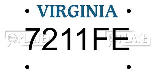 7211FE Virginia License Plate