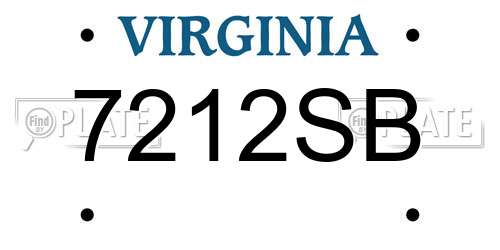 7212SB Virginia License Plate