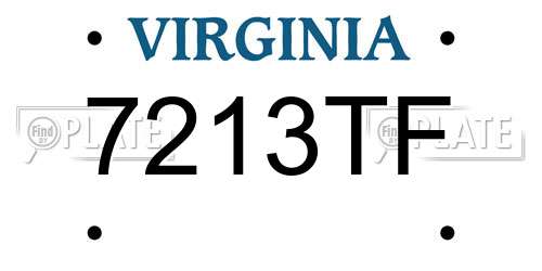 7213TF Virginia License Plate