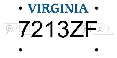 7213ZF Virginia License Plate